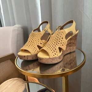 SO Women's Yellow Wedge Sandals